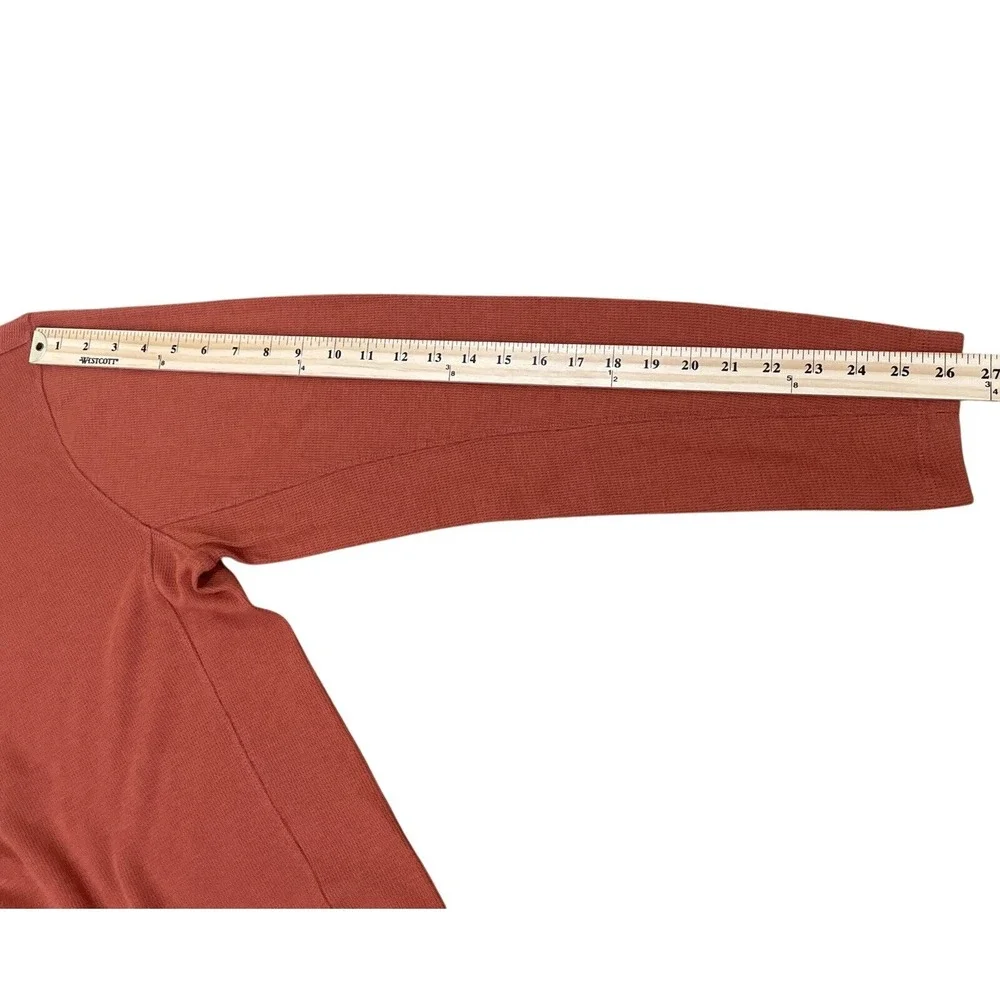 Magellan Mens Size Large Thermal Long Sleeve Shirt Waffle Knit Layering Top Rust